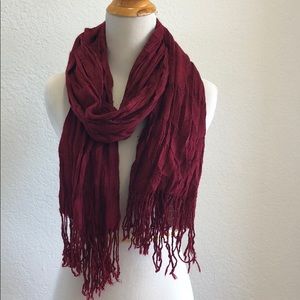 Nordstroms Red Scarf - Natural Ruffles and Tassels